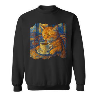 ゴッホ 猫 絵画 面白い 芸術的 猫 コーヒー愛好家 スウェットシャツ - Kawaiitshirt