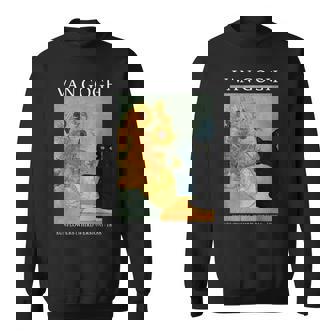 ゴッホ 黒猫 ひまわり おもしろ猫 スウェットシャツ - Kawaiitshirt