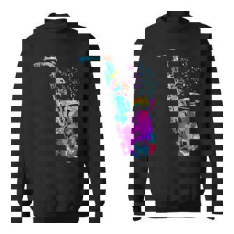 サクソフォン プレーヤー ジャズ 音符 サクソフォン カラフル サックス スウェットシャツ - Kawaiitshirt