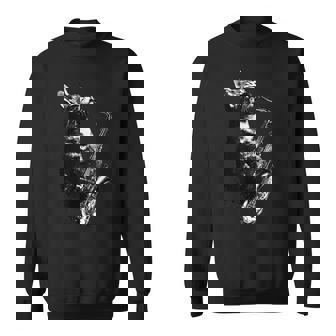 サックスを奏でる猫 面白い猫 ジャズ サックス 音楽 サックス スウェットシャツ - Kawaiitshirt