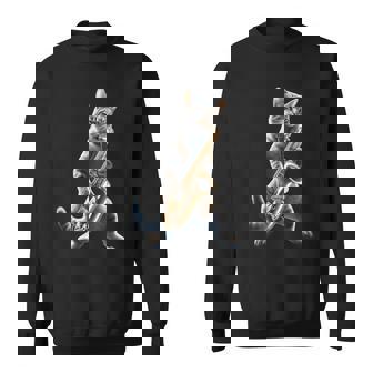 サックスを演奏する面白い猫 ジャズ サックス ミュージシャン サクソフォニスト スウェットシャツ - Kawaiitshirt