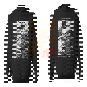 サムライ 猫戦士 浮世 墨絵 猫 サムライ スウェットシャツ - Kawaiitshirt