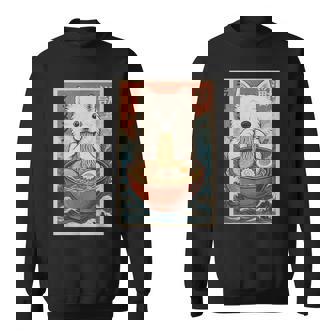 サモエド 食べる ラーメン カワイイ アニメ 犬好き スウェットシャツ - Kawaiitshirt