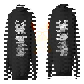 サングラスをかけたうさぎ 茶色のうさぎ かわいいうさぎ スウェットシャツ - Kawaiitshirt