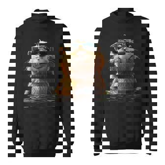 サングラスをかけたビーバー げっ歯類が大好き かわいいビーバー スウェットシャツ - Kawaiitshirt