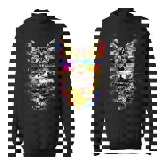 サングラスをかけたベンガル猫 レオパデット かわいいベンガル猫 スウェットシャツ - Kawaiitshirt