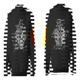 サーファー ヴィンテージ サーフボード ヤシの木 ビーチ サーフィン スウェットシャツ - Kawaiitshirt