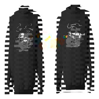 シマエナガ 楽器 トランペット サックス バイオリン ギター 音符 仲良し 可愛い 音楽好き スウェットシャツ - Kawaiitshirt