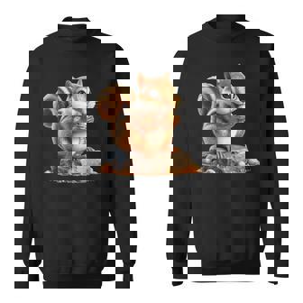 シマリス 森林 動物 木 リス 水彩 スウェットシャツ - Kawaiitshirt