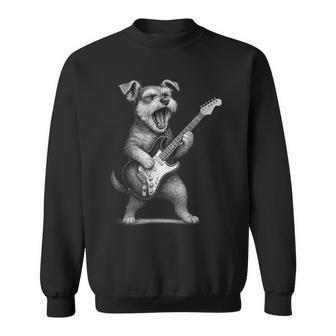 シュナウザー ギターを弾く ロックミュージック 犬好き スウェットシャツ - Kawaiitshirt