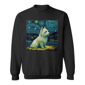 シュールレアリズム 星月夜 ウェスティ 犬 スウェットシャツ - Kawaiitshirt