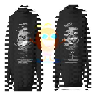 スイミングトランクとサングラスが付いた面白いココナッツ。 スウェットシャツ - Kawaiitshirt