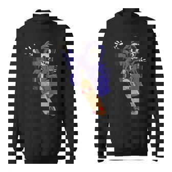 スケボーに乗る骸骨 スケーター ハロウィン スウェットシャツ - Kawaiitshirt