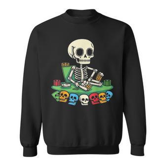 スケルトン ポーカー トランプ ギャンブル カジノ スカル ゲーム カード スウェットシャツ - Kawaiitshirt