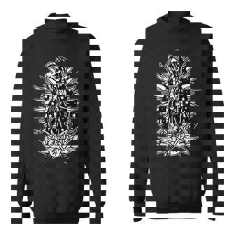 スケルトン メアリー チカーノ X バラ トラディショナル タトゥー フラッシュ スウェットシャツ - Kawaiitshirt