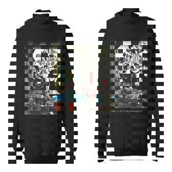 スケルトン 妖怪 歌川 国芳 日本美術 ハロウィン 相馬の古内裏 妖怪がしゃどくろと戦う大宅太郎光圀 スウェットシャツ - Kawaiitshirt