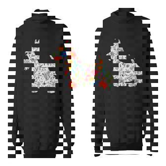 スコティッシュテリア水彩フラワーデザイン。 スウェットシャツ - Kawaiitshirt