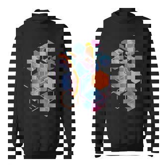 スタイリッシュ ティール オレンジ 六角形 モダン シェイプ マニア スウェットシャツ - Kawaiitshirt