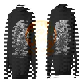 スチームパンク 猫 キティ 子猫 月 スペース スチームパンク スウェットシャツ - Kawaiitshirt