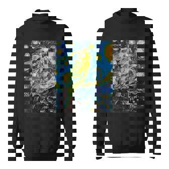 セキセイインコ オウム 鳥 星月夜 絵画 スウェットシャツ - Kawaiitshirt