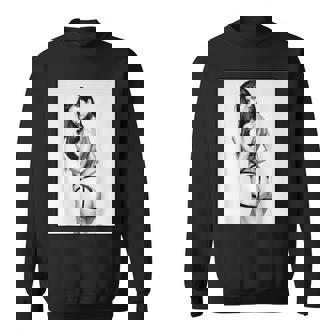 セクシーガールグラフィックtシャツ セクシーブルネットピンナップガール B&W スウェットシャツ - Kawaiitshirt