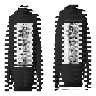 セクシーガールグラフィックtシャツ セクシーブルネットブーティーガール 3インチ B&W スウェットシャツ - Kawaiitshirt
