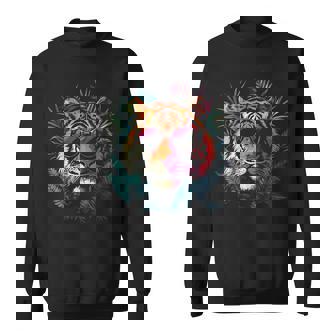 タイガーフェイス 動物好きモチーフ サングラス イラスト 虎 スウェットシャツ - Kawaiitshirt