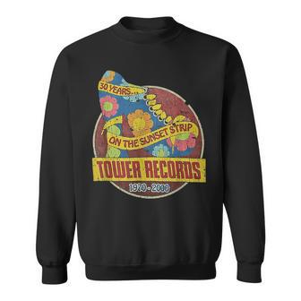タワーレコード レトロ サンセット ブルバード ヴィンテージ 音楽 ハリウッド スウェットシャツ - Kawaiitshirt