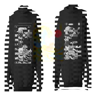 ダックスフント 日本の神奈川波 おもしろサーフドッグ スウェットシャツ - Kawaiitshirt