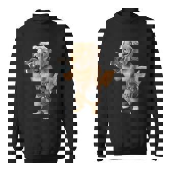 ダックスフンド 犬の筋肉トレーニング ダンベル付き フィットネスジム スウェットシャツ - Kawaiitshirt