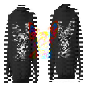 チワワ カラフル カラー ポップアート ラブ ちっちゃかわいいチワワ スウェットシャツ - Kawaiitshirt
