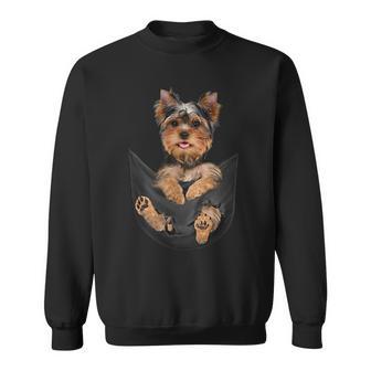 ドッグラバーズギフト ヨークシャーテリア ポケット入り 面白い犬の顔 スウェットシャツ - Kawaiitshirt
