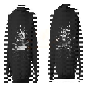 ドラムを叩く猫 面白い猫 ドラマー メンズ 半袖 おもしろ スウェットシャツ - Kawaiitshirt