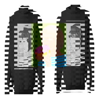 ドーナツショップ ポップアート ポートレート ロジックロックスター キュート ドーナツ ガールフレンド ドーナツ スウェットシャツ - Kawaiitshirt