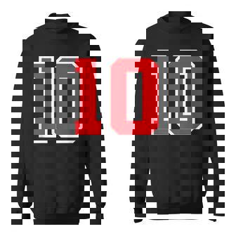 ナンバー10 スポーツジャージ 誕生日 年齢 ラッキーナンバー レッド ホワイト スウェットシャツ - Kawaiitshirt