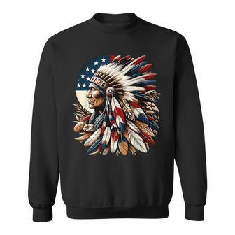ネイティブアメリカン インディアン チーフ アメリカ国旗 先住民 スウェットシャツ - Kawaiitshirt