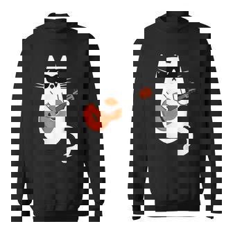 ネコとギター 猫とサングラス ネコ好き 猫飼い アコースティックギター エレキギター 音楽家 バンド ネコ 猫 スウェットシャツ - Kawaiitshirt