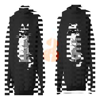 ネコとコントラバス 猫とサングラス ネコ好き 猫飼い コントラバス ウッドベース ダブルベース ジャズ音楽 ネコ 猫 スウェットシャツ - Kawaiitshirt