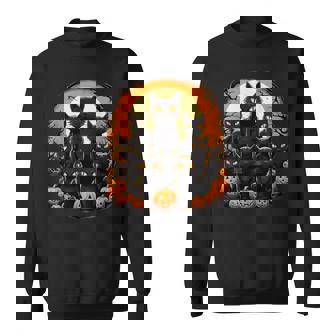 ハロウィン 黒猫 パンプキン 面白い レトロデザイン スウェットシャツ - Kawaiitshirt