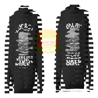 ハンバーガーが大好きな少年 おもしろハンバーガー好き スウェットシャツ - Kawaiitshirt
