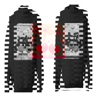 ハートのある黒猫 バレンタインデー アートペインティング スウェットシャツ - Kawaiitshirt