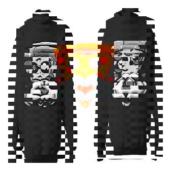 ハートの手でペパロニピザのスライス、かわいいピザ スウェットシャツ - Kawaiitshirt