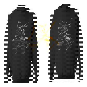 バイオリン 猫 面白い クラシカル 音符 オーケストラ ヴァイオリニスト スウェットシャツ - Kawaiitshirt