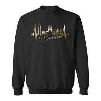 バルセロナのスカイライン ハートビート スペイン バルセロナ大好きi Love Barcelona スウェットシャツ - Kawaiitshirt
