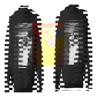 パグ 面白いtシャツ 犬 ムンクの叫び かわいい メンズ 子供 おもしろ 服 グッズ ネタ わんこ イヌ スウェットシャツ - Kawaiitshirt