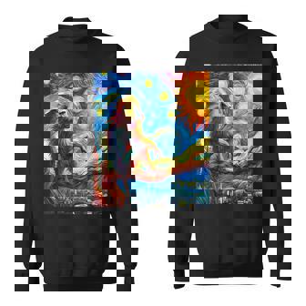 ヒヒ猿 星月夜 絵画 スウェットシャツ - Kawaiitshirt