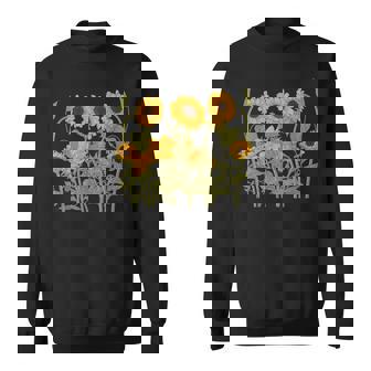 ヒマワリ 野花 ヴィンテージ ボタニカル 植物 ガーデニング スウェットシャツ - Kawaiitshirt