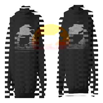 ビンテージ カバ デザイン レトロな日没カバ スウェットシャツ - Kawaiitshirt