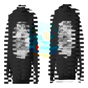 ビーチでのカピバラサーフィンおかしい スウェットシャツ - Kawaiitshirt