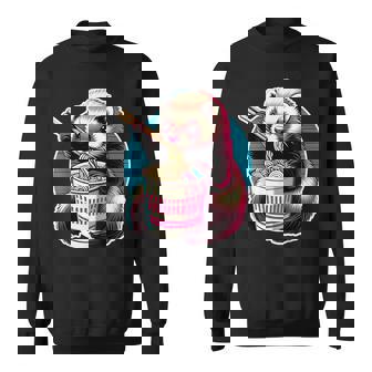 フェレットの飼い主かわいいカワイイアニメフェレットがラーメン丼 T シャツを食べる スウェットシャツ - Kawaiitshirt